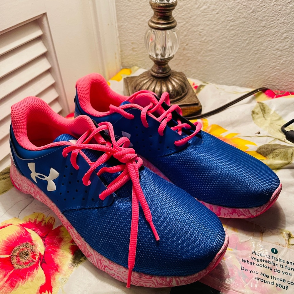 Under Armour Royal Blue and Neon Pink Athletic Shoes